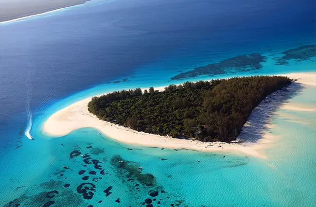 Het eiland Mnemba is rijk aan zeeleven