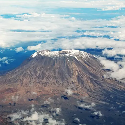 Kilimanjaro uitzicht vanuit het vliegtuig