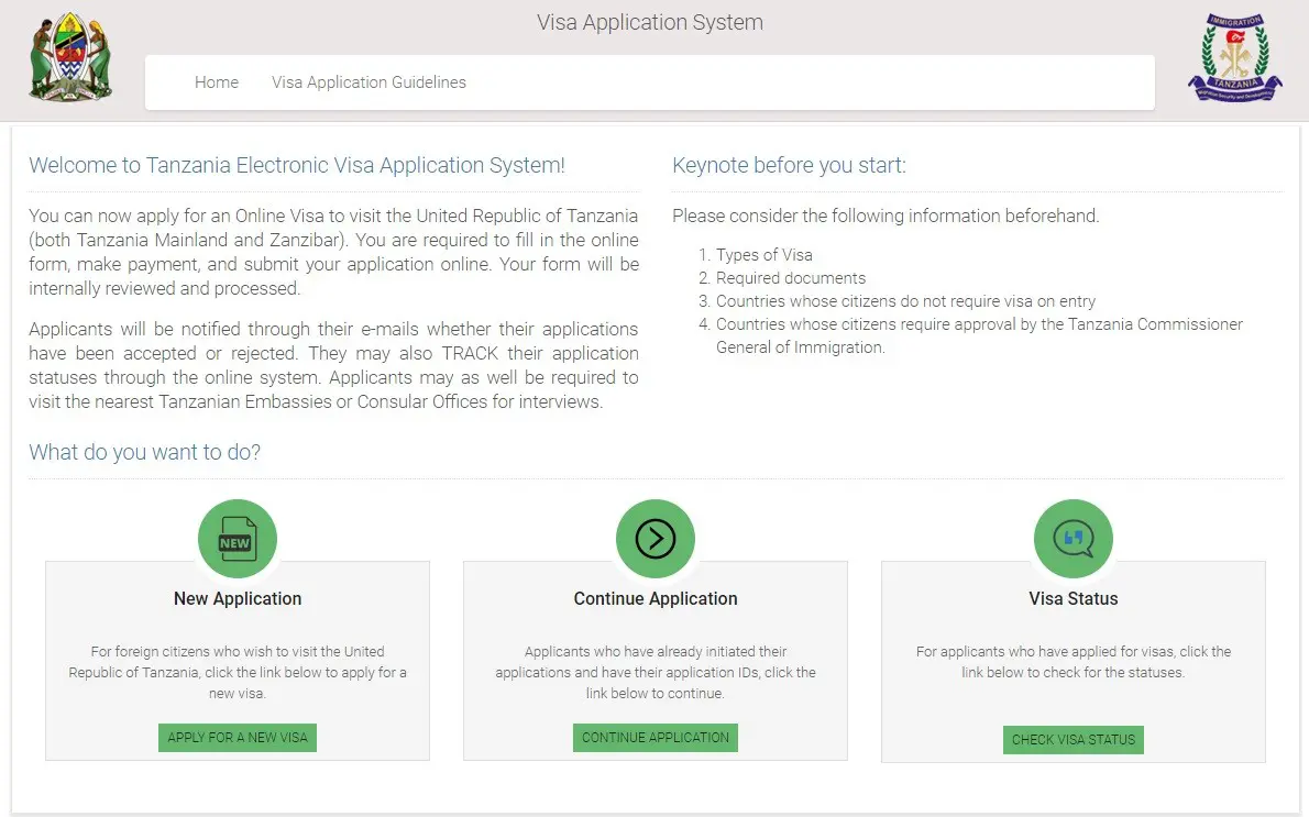 Tanzania e-Visumproces